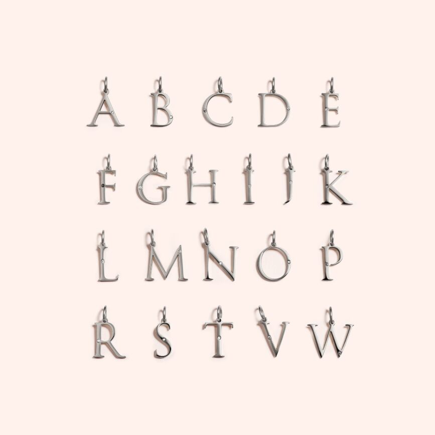 Steel Studded Letter Charm