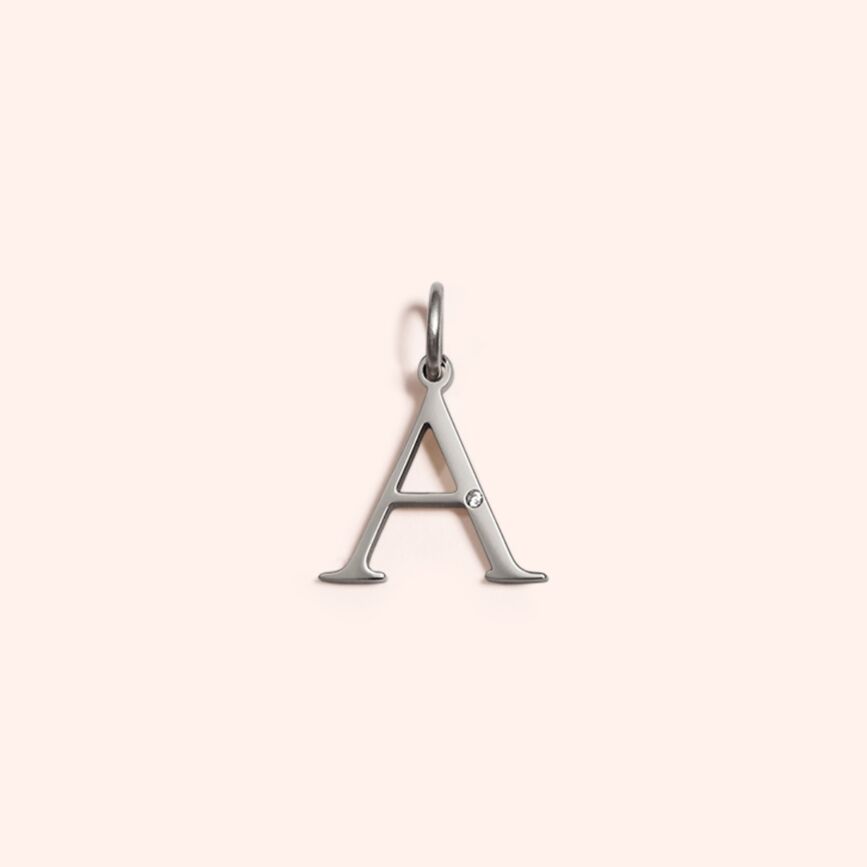 Steel Studded Letter Charm-A 