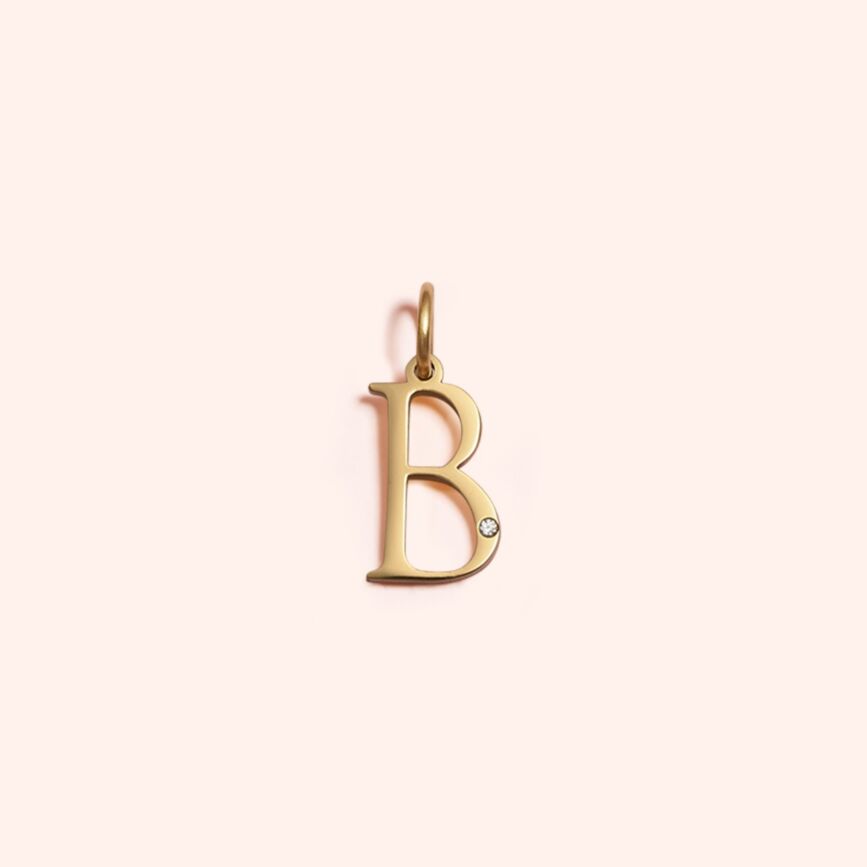 Studded Letter Charm-B