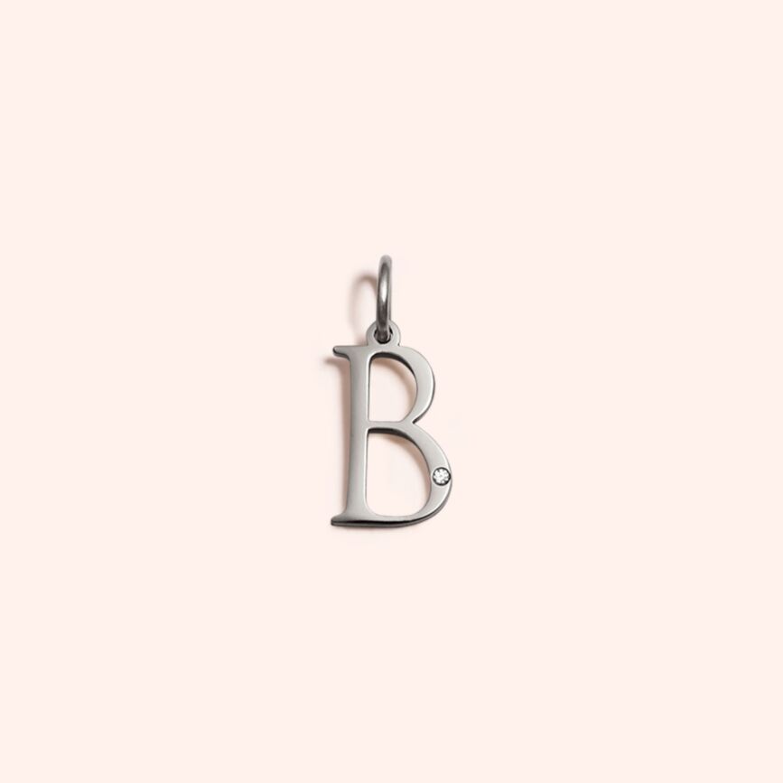 Steel Studded Letter Charm-B