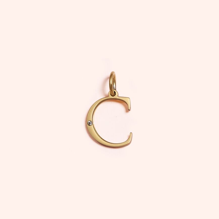 Studded Letter Charm-C