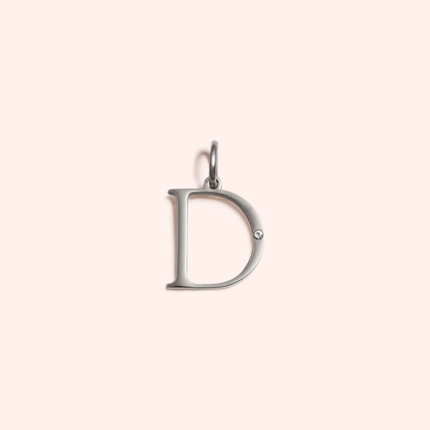 Steel Studded Letter Charm-D