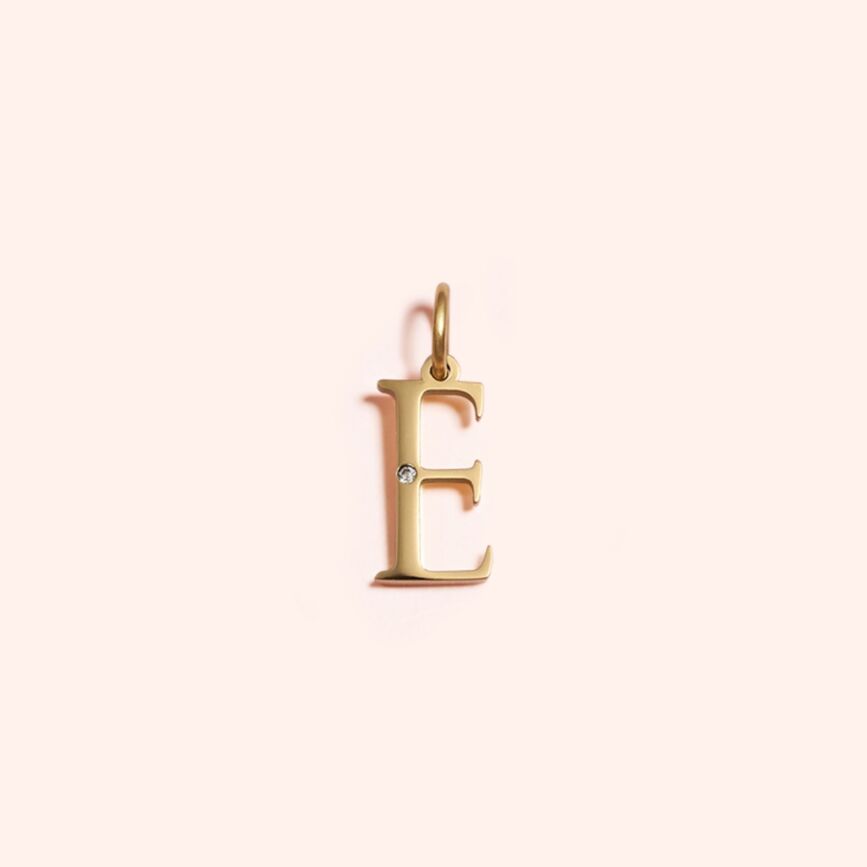 Studded Letter Charm-E 