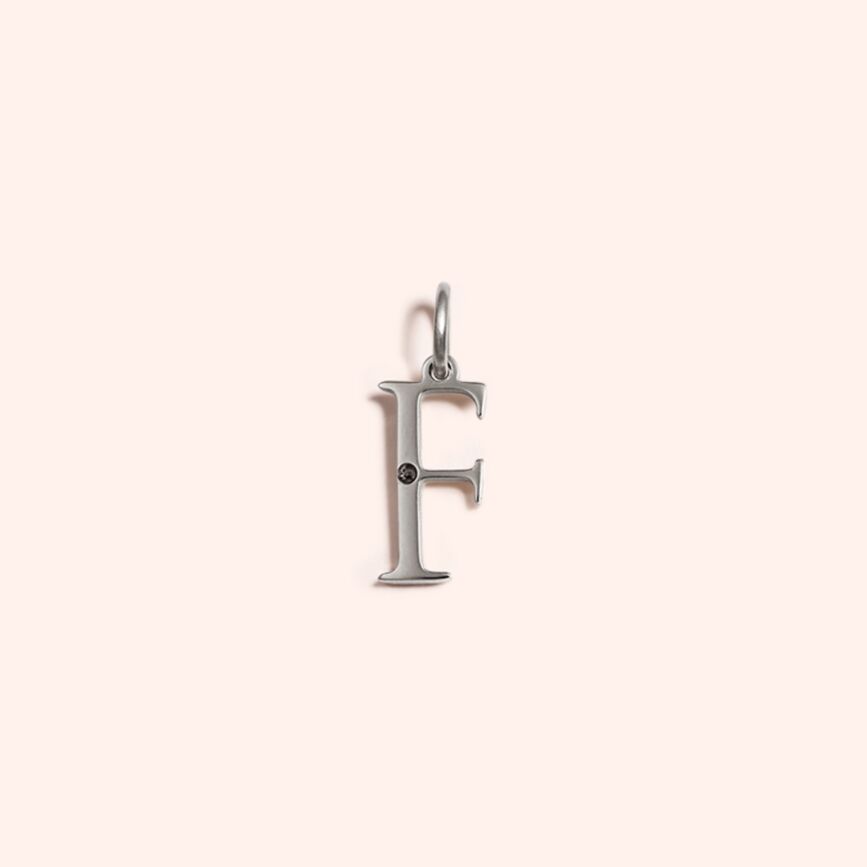 Steel Studded Letter Charm-F