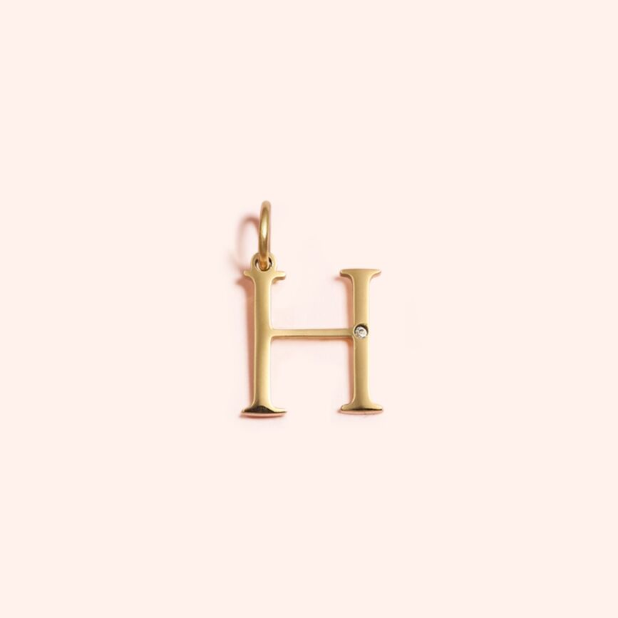Studded Letter Charm-H