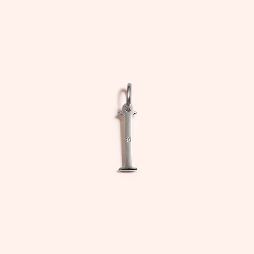Steel Studded Letter Charm-I
