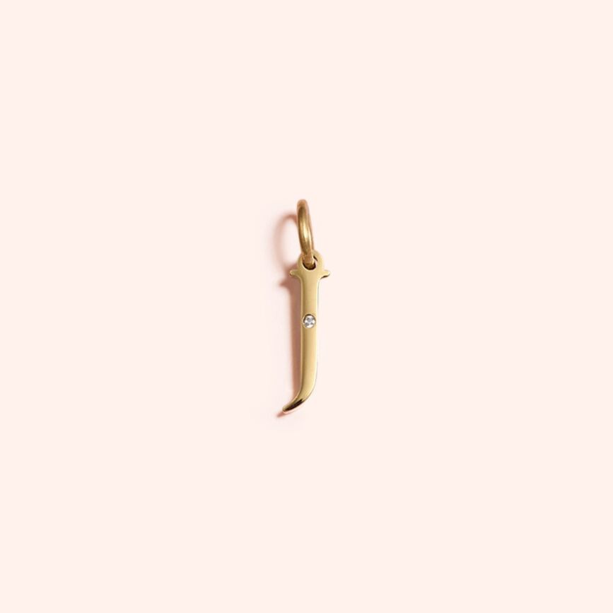Studded Letter Charm-J 