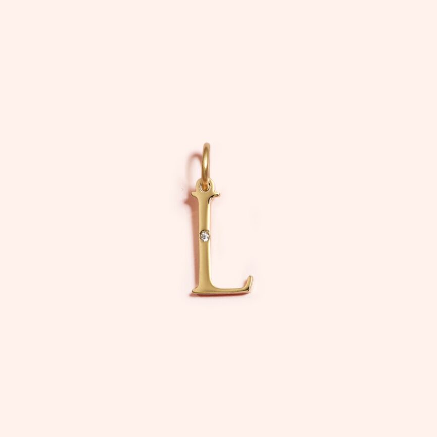 Studded Letter Charm-L 