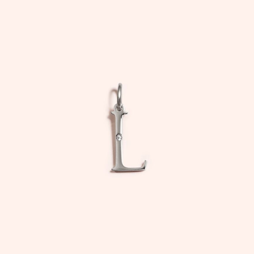 Steel Studded Letter Charm-L 