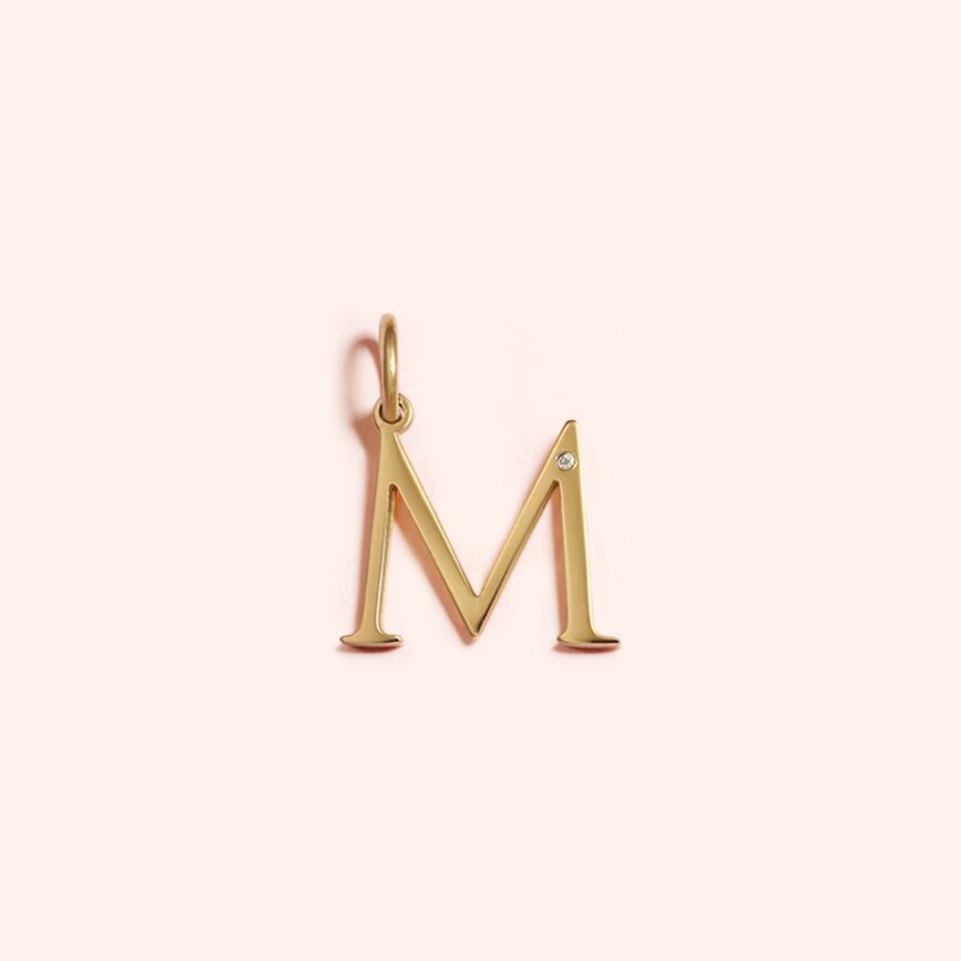 Studded Letter Charm-M 