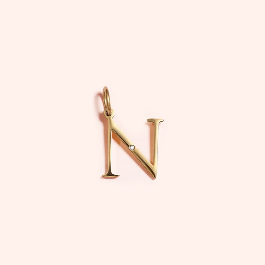 Studded Letter Charm-N