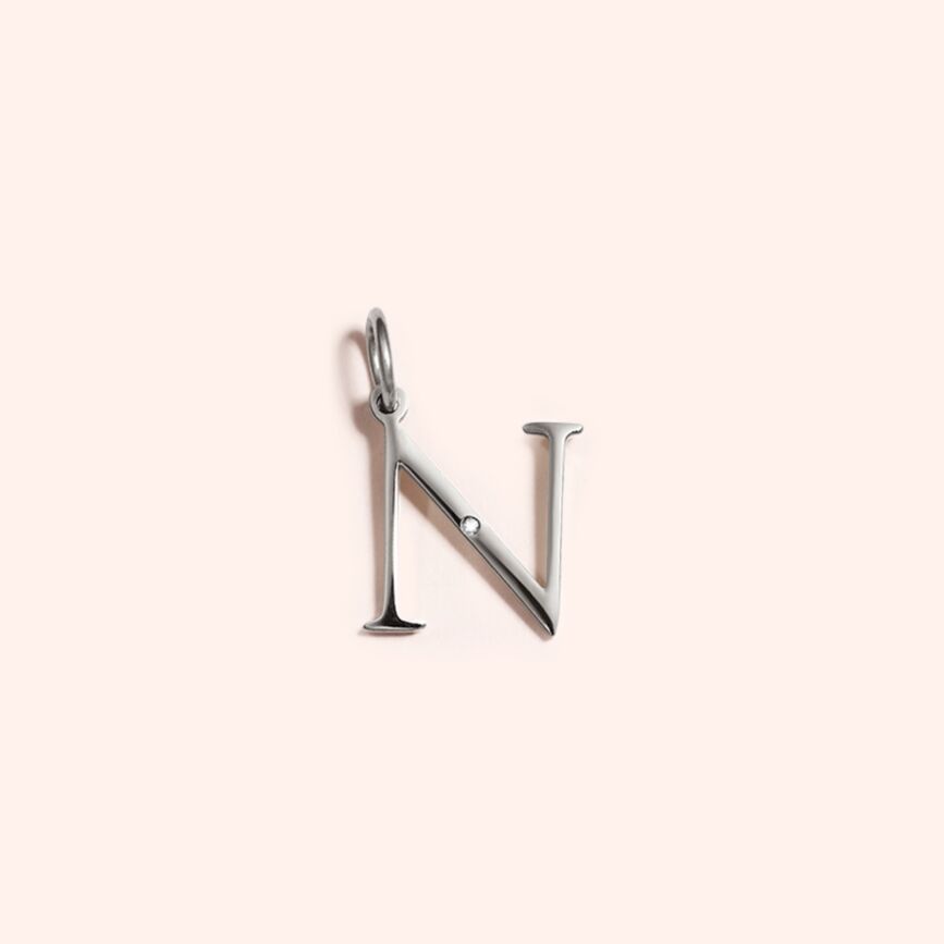 Steel Studded Letter Charm-N