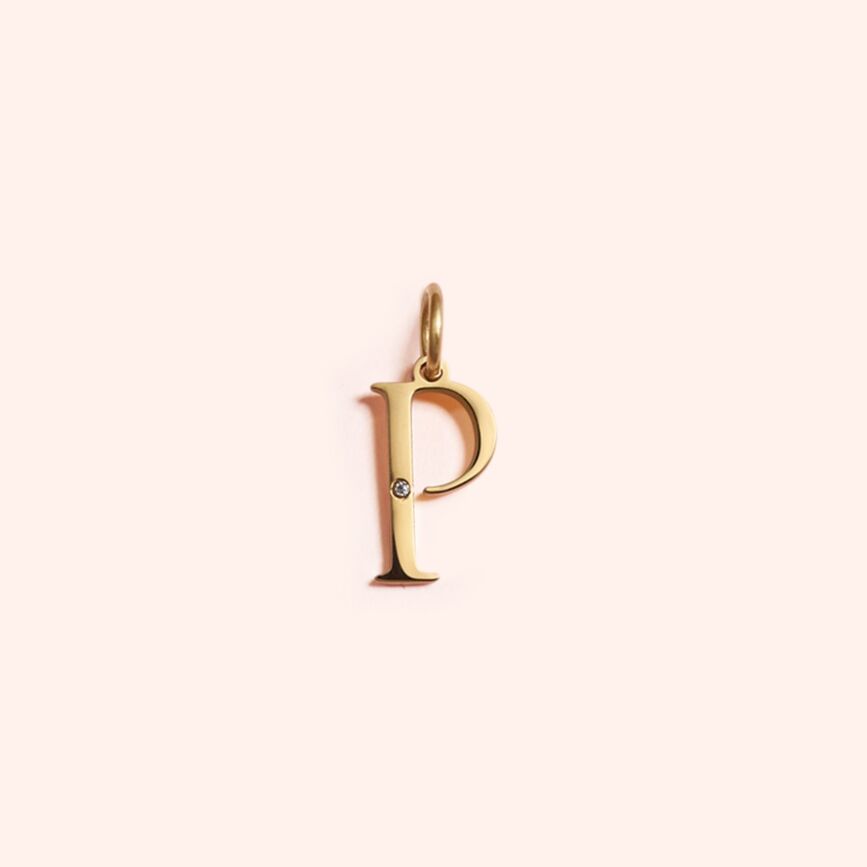 Studded Letter Charm-P
