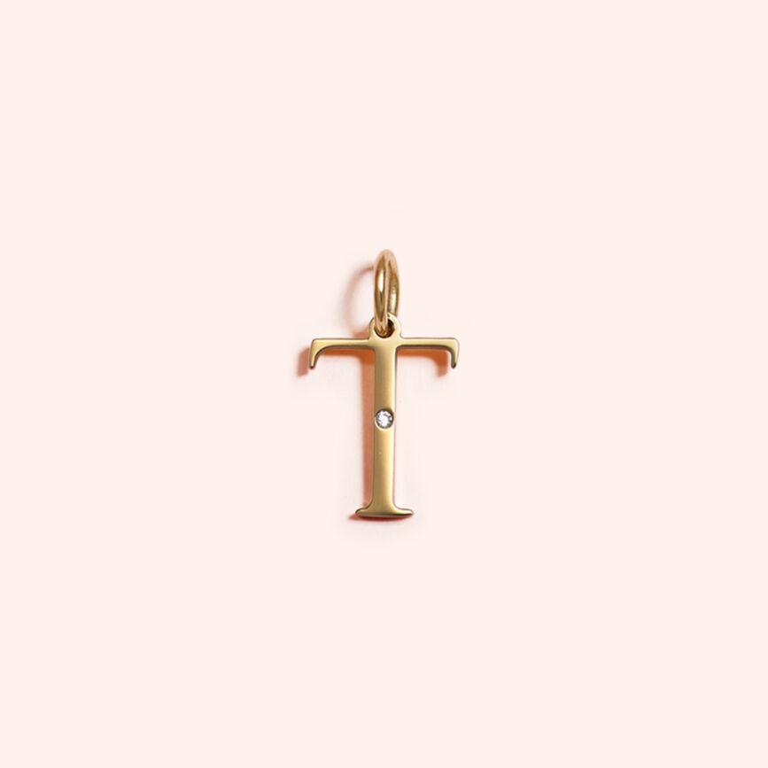 Studded Letter Charm-T