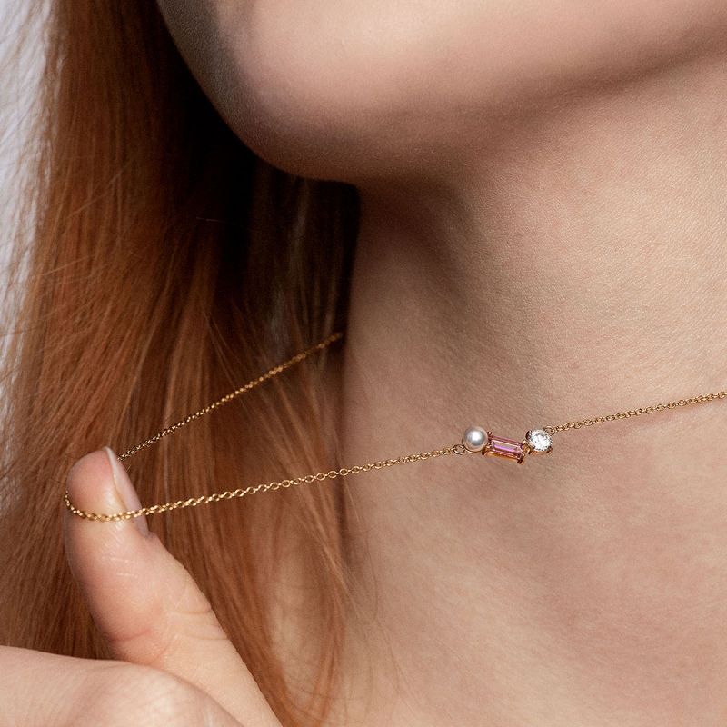 Blush Morganite Trio necklace