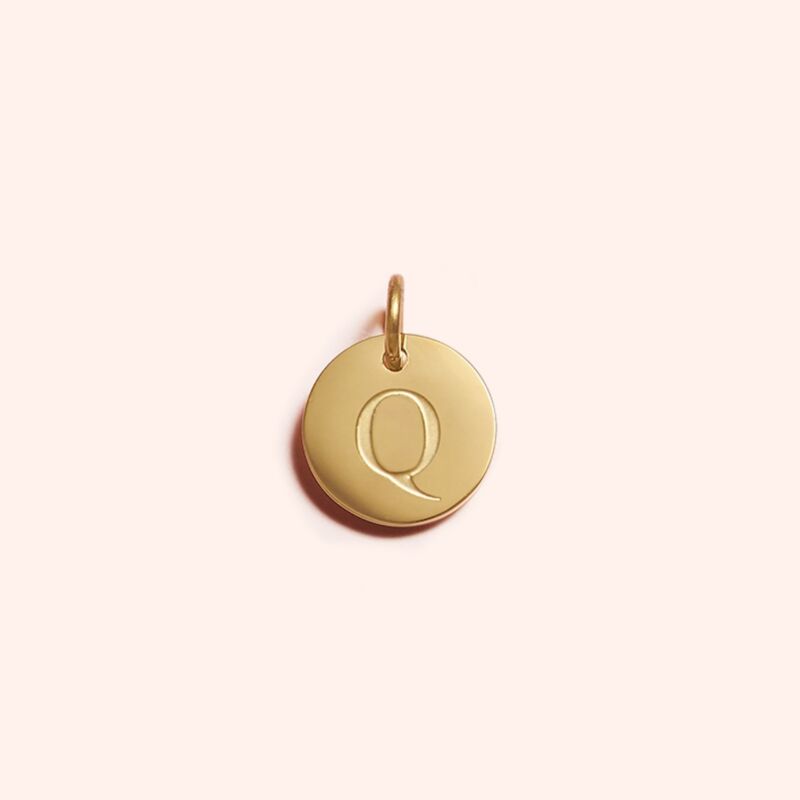 Gold Letter Charm Q
