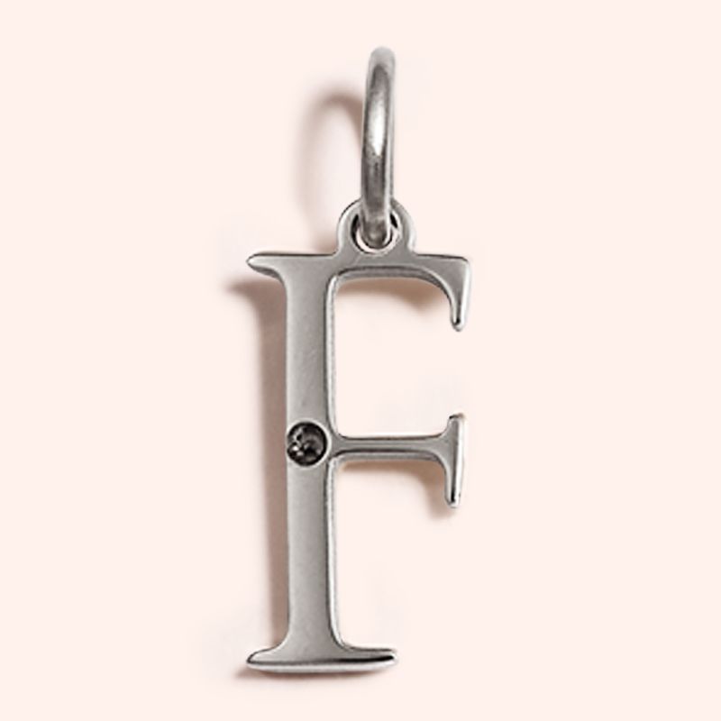 Steel Studded Letter Charm-F 