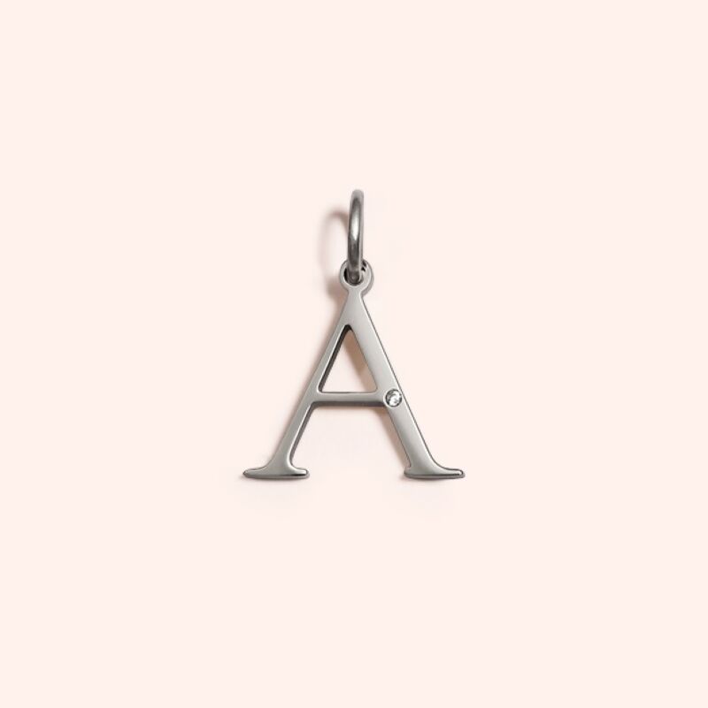 Steel Studded Letter Charm