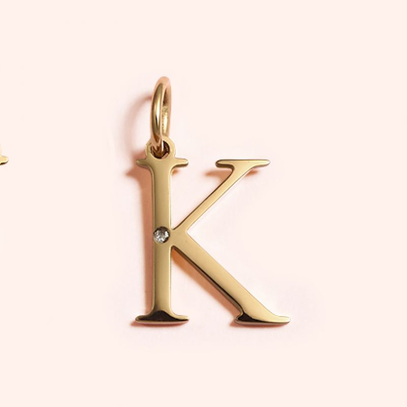Studded Letter Charm-K 