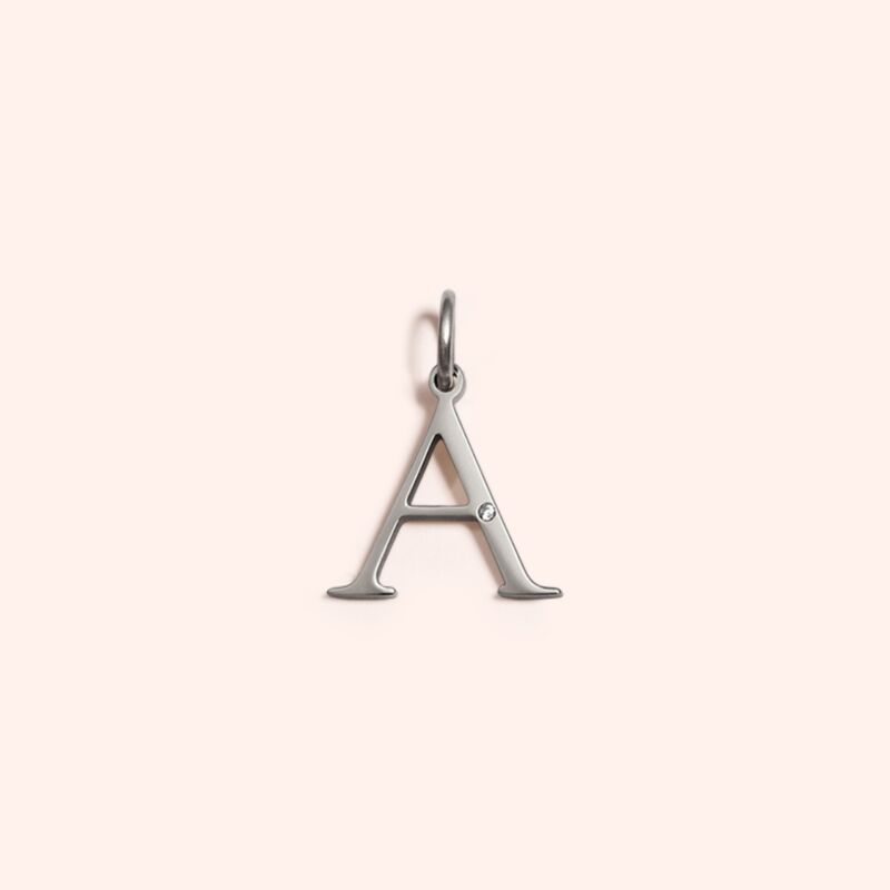 Steel Studded Letter Charm-A  