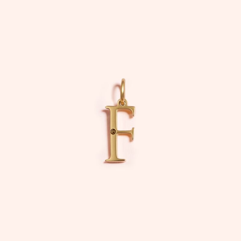 Studded Letter Charm-F