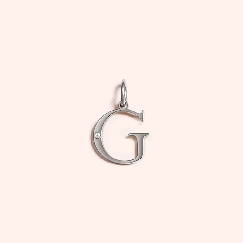 Steel Studded Letter Charm-G