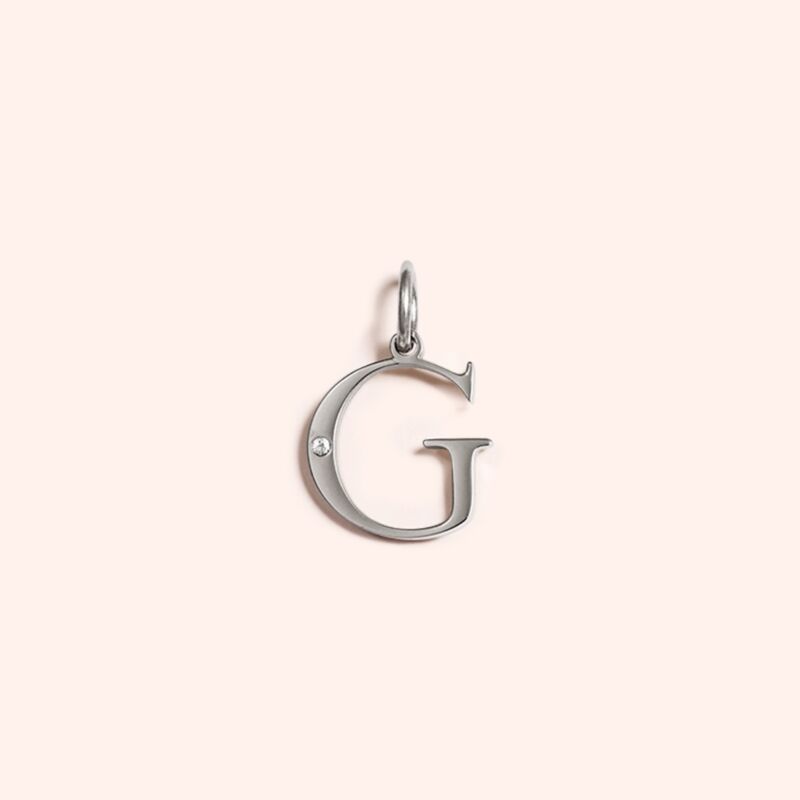 Steel Studded Letter Charm-G 