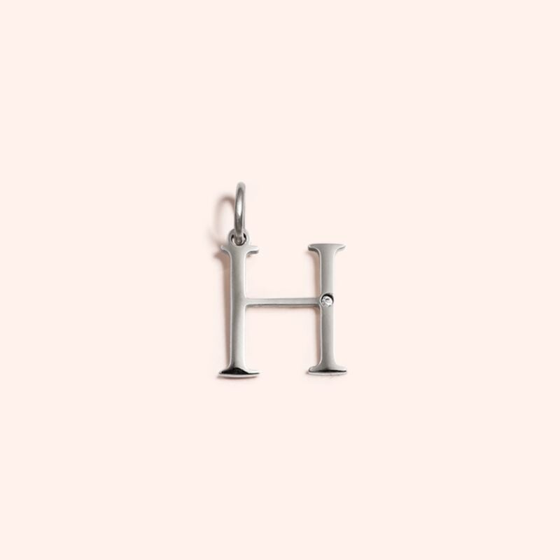 Steel Studded Letter Charm-H