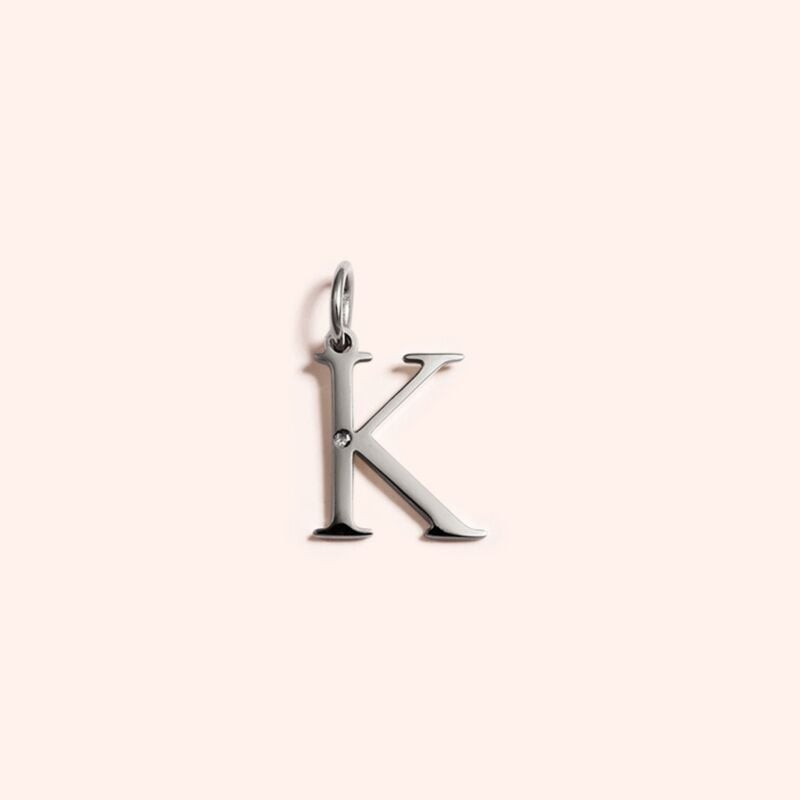 Steel Studded Letter Charm-K 