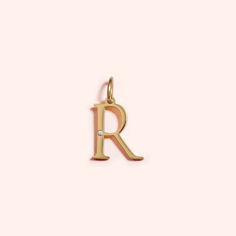 Studded Letter Charm-R