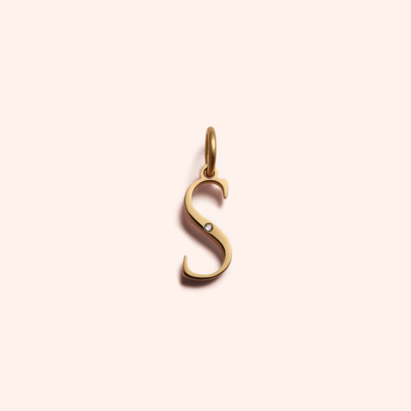 Studded Letter Charm-S 