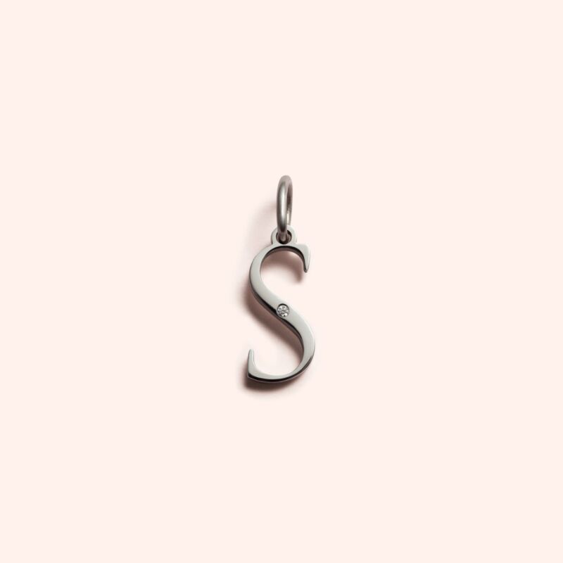 Steel Studded Letter Charm-S 