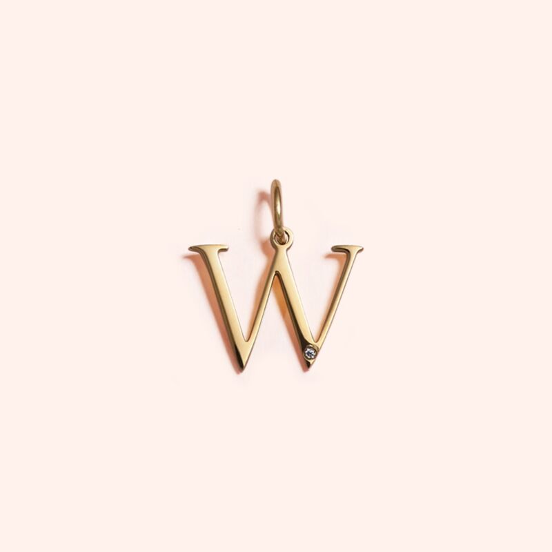 Studded Letter Charm-W
