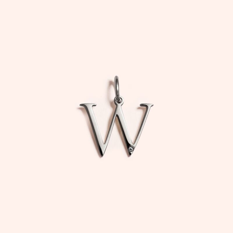 Steel Studded Letter Charm-W 