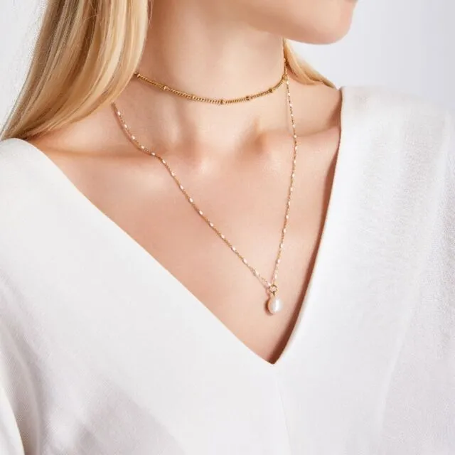 Luna Pearl Drop Necklace 