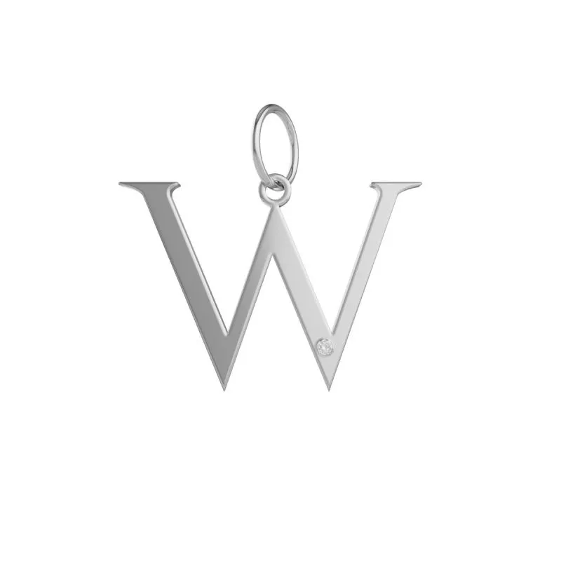 Steel Studded Letter Charm-W 