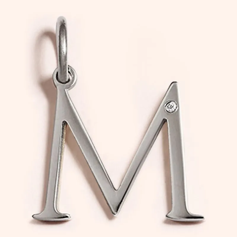 Steel Studded Letter Charm-M  