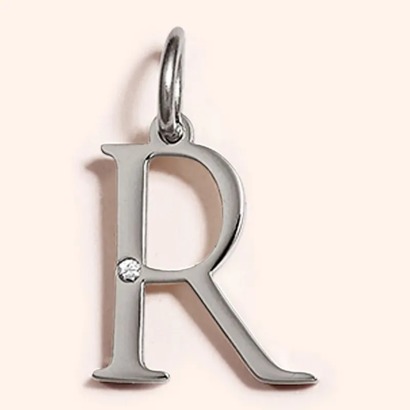 Steel Studded Letter Charm-R 