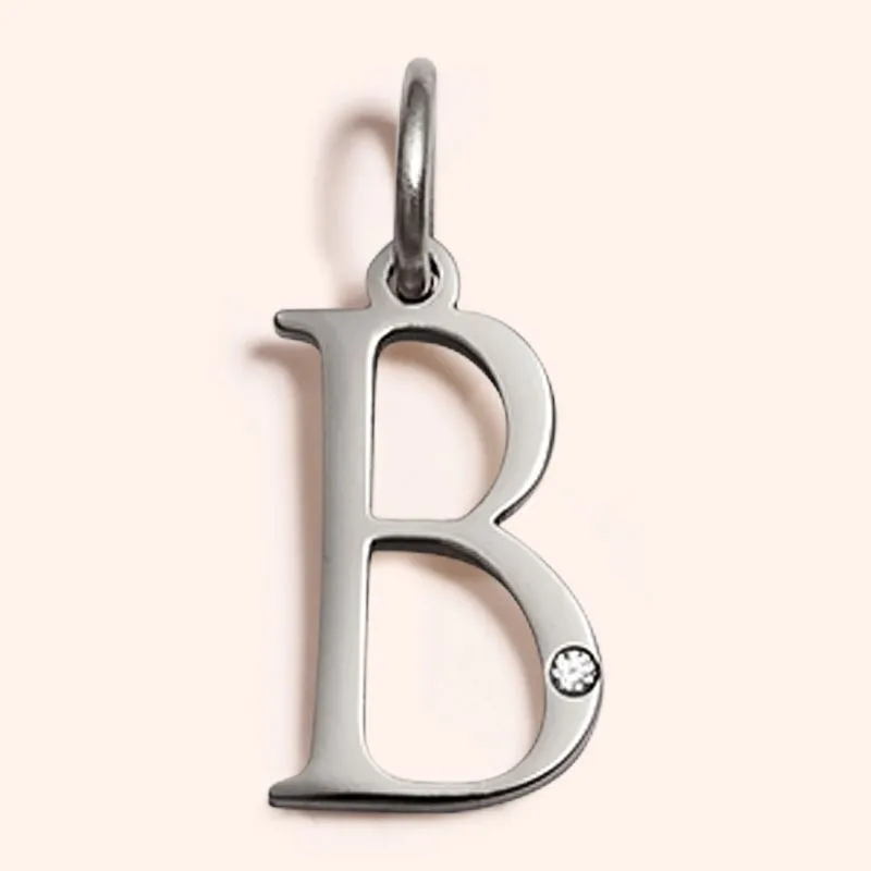 Steel Studded Letter Charm-B 