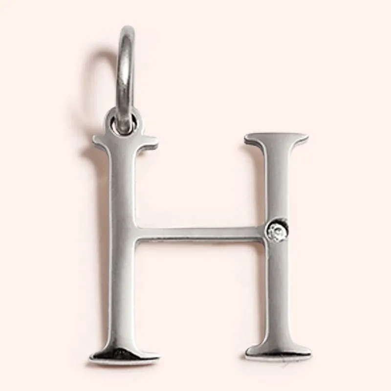 Steel Studded Letter Charm-H 